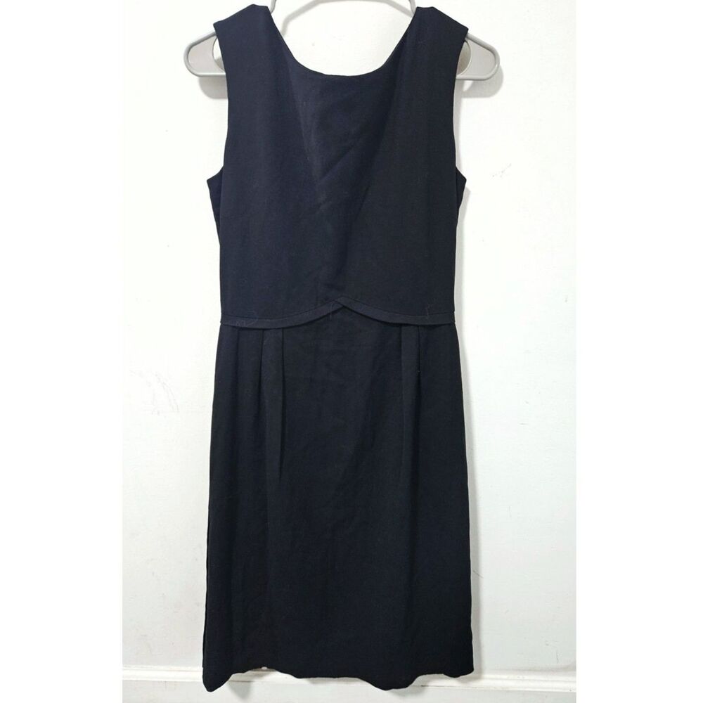 Peserico Black Sheath Dress Satin Bow Back Sz 12